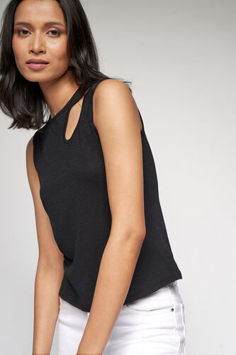 Black Solid Straight Top, Black, image 3